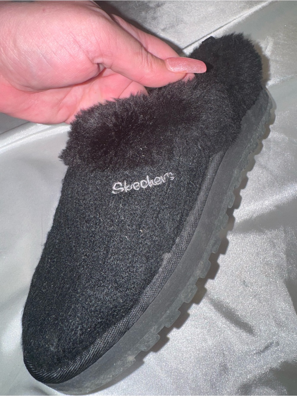 Skechers Women's Black Fuzzy Slip-On Mule
Slippers